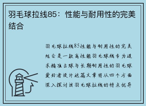 羽毛球拉线85：性能与耐用性的完美结合